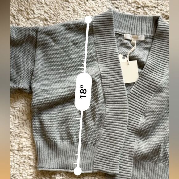 ANTHROPOLOGIE Flat White The Livvy Waffle Knit Cardigan Light Gray One Size NWT - Picture 9 of 11